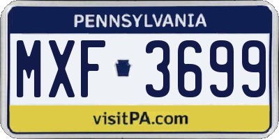 PA license plate MXF3699