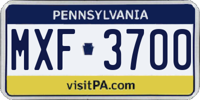 PA license plate MXF3700