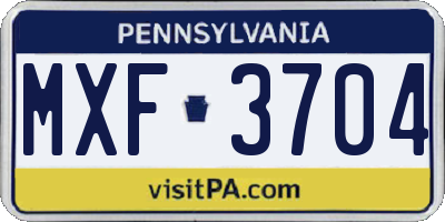 PA license plate MXF3704