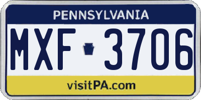 PA license plate MXF3706