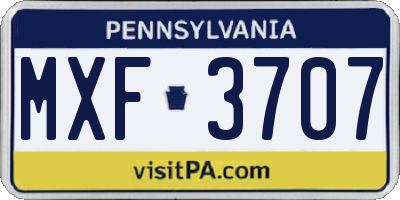 PA license plate MXF3707