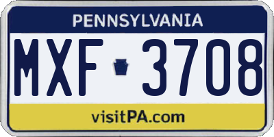PA license plate MXF3708