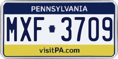 PA license plate MXF3709