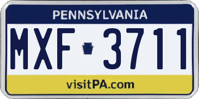 PA license plate MXF3711