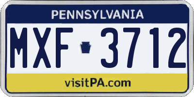 PA license plate MXF3712