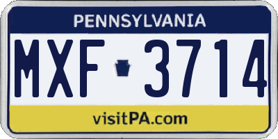 PA license plate MXF3714