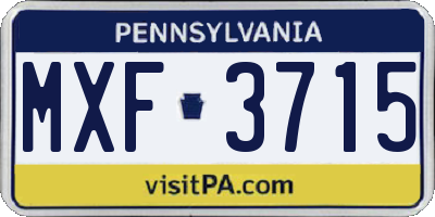 PA license plate MXF3715