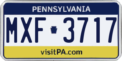 PA license plate MXF3717