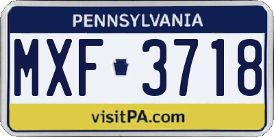 PA license plate MXF3718