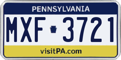 PA license plate MXF3721