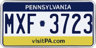 PA license plate MXF3723