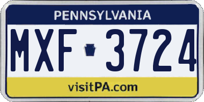PA license plate MXF3724