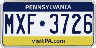 PA license plate MXF3726