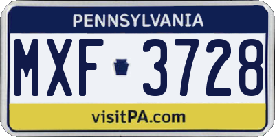 PA license plate MXF3728