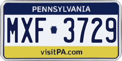 PA license plate MXF3729