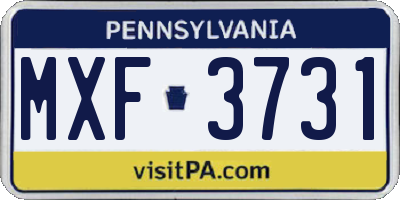 PA license plate MXF3731
