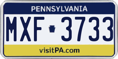 PA license plate MXF3733