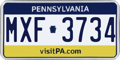 PA license plate MXF3734