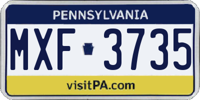 PA license plate MXF3735