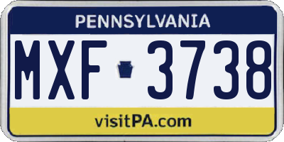 PA license plate MXF3738