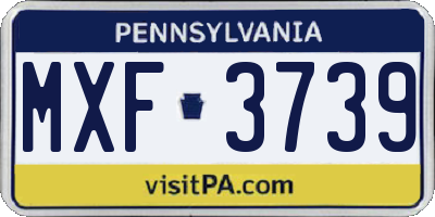 PA license plate MXF3739