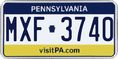 PA license plate MXF3740