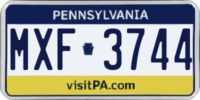 PA license plate MXF3744