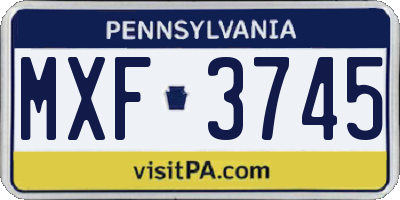 PA license plate MXF3745