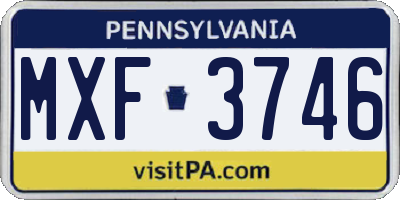 PA license plate MXF3746