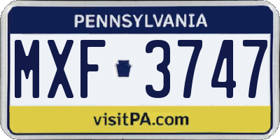 PA license plate MXF3747