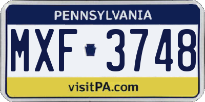 PA license plate MXF3748