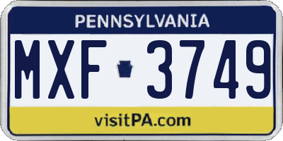 PA license plate MXF3749