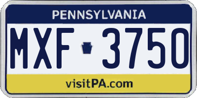 PA license plate MXF3750