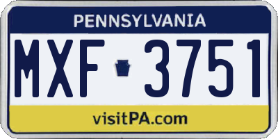 PA license plate MXF3751