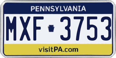 PA license plate MXF3753