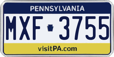 PA license plate MXF3755