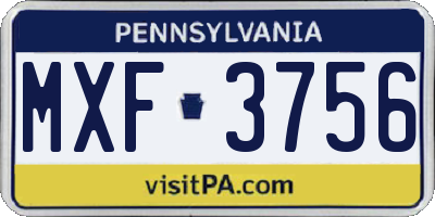 PA license plate MXF3756