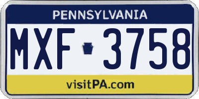 PA license plate MXF3758