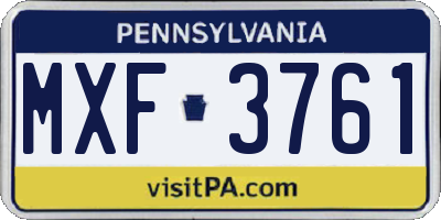 PA license plate MXF3761