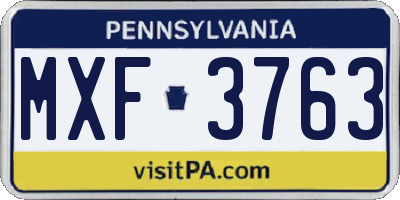 PA license plate MXF3763