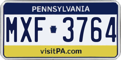 PA license plate MXF3764