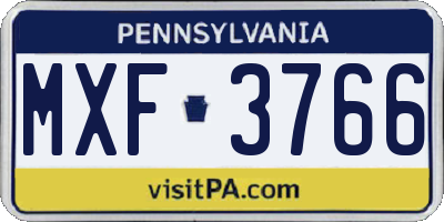 PA license plate MXF3766