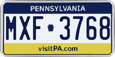 PA license plate MXF3768