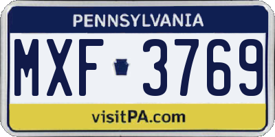 PA license plate MXF3769