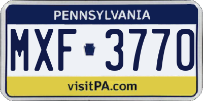 PA license plate MXF3770