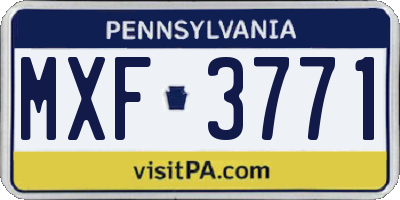 PA license plate MXF3771