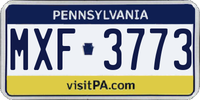 PA license plate MXF3773