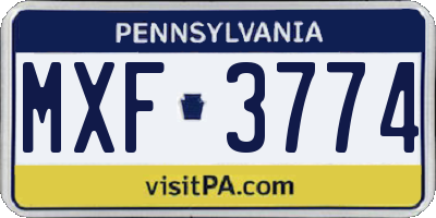PA license plate MXF3774