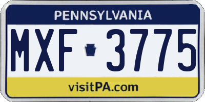 PA license plate MXF3775