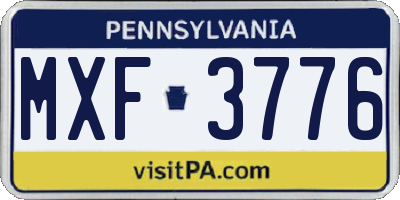 PA license plate MXF3776